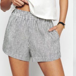 Reformation Mila Linen Shorts, Striped Linen Shorts, Reformation Size Small